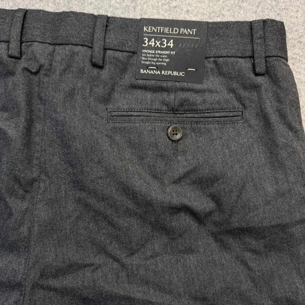 NEW Banana Republic Men's Kentfield‎ Pants Gray 34x33 Straight Fit Dress Slack